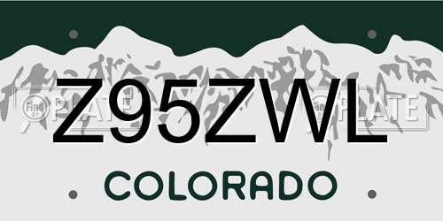 Z95ZWL Colorado License Plate