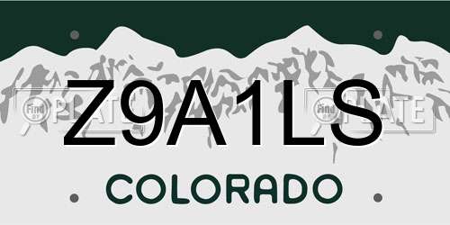 Z9A1LS Colorado License Plate