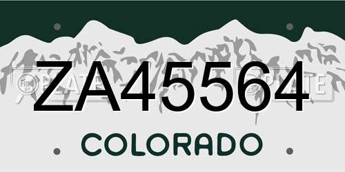 ZA45564 Colorado License Plate