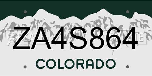 ZA4S864 Colorado License Plate