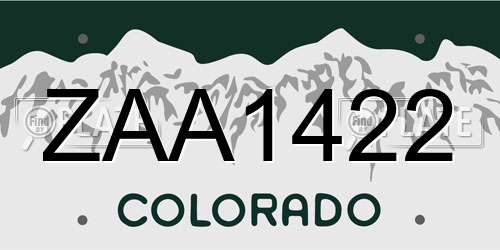 ZAA1422 Colorado License Plate