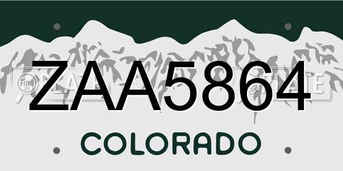 ZAA5864 Colorado License Plate