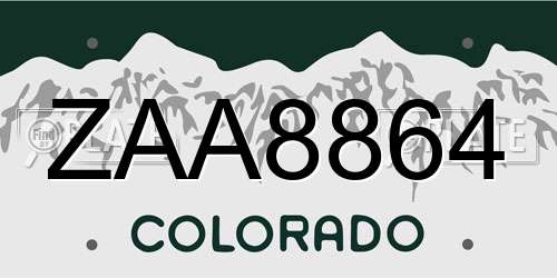 ZAA8864 Colorado License Plate