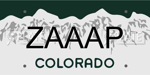 ZAAAP Colorado License Plate