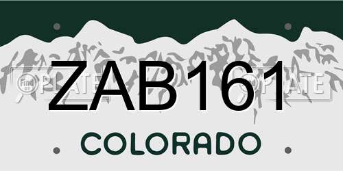 ZAB161 Colorado License Plate