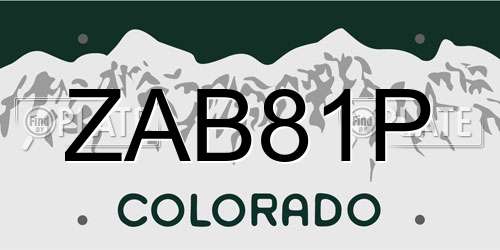 ZAB81P Colorado License Plate