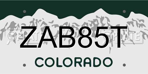 ZAB85T Colorado License Plate