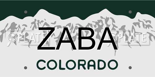 ZABA Colorado License Plate