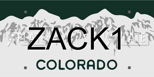ZACK1 Colorado License Plate