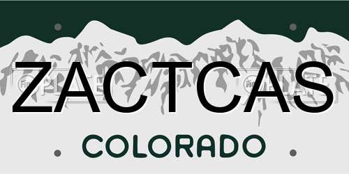 ZACTCAS Colorado License Plate