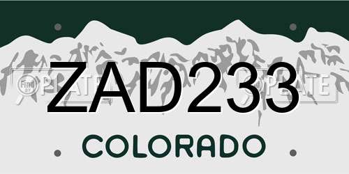 ZAD233 Colorado License Plate