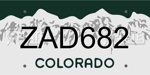 ZAD682 Colorado License Plate