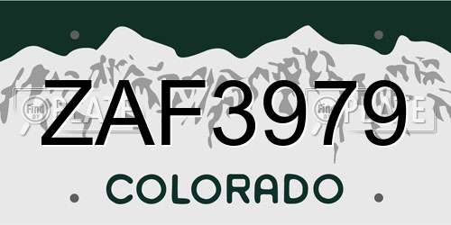 ZAF3979 Colorado License Plate