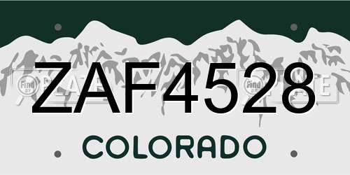 ZAF4528 Colorado License Plate