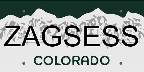 ZAGSESS Colorado License Plate