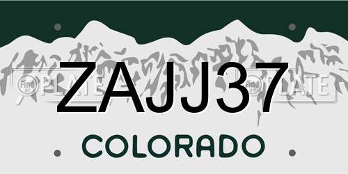 ZAJJ37 Colorado License Plate
