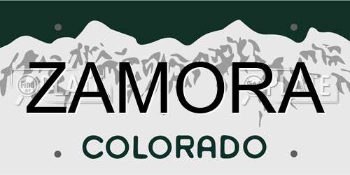 ZAMORA Colorado License Plate