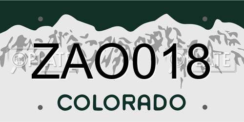 ZAO018 Colorado License Plate