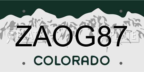 ZAOG87 Colorado License Plate