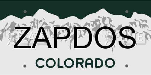 ZAPDOS Colorado License Plate