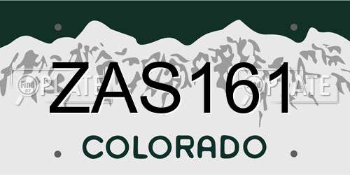 ZAS161 Colorado License Plate