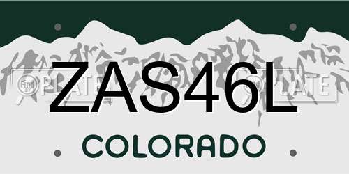 ZAS46L Colorado License Plate