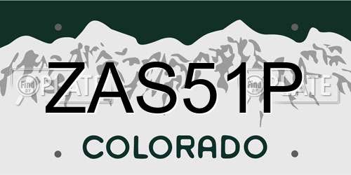 ZAS51P Colorado License Plate