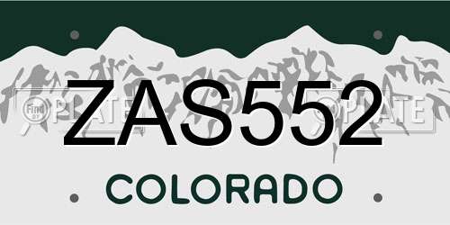 ZAS552 Colorado License Plate