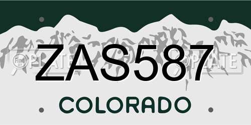 ZAS587 Colorado License Plate