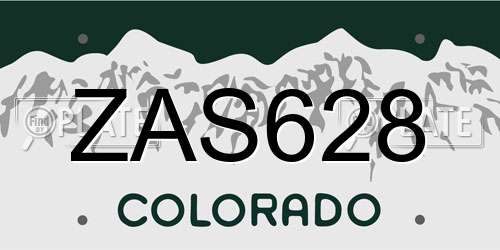 ZAS628 Colorado License Plate