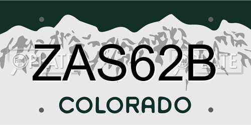 ZAS62B Colorado License Plate