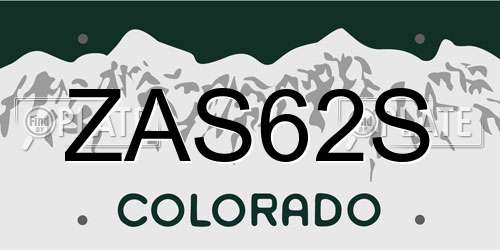 ZAS62S Colorado License Plate