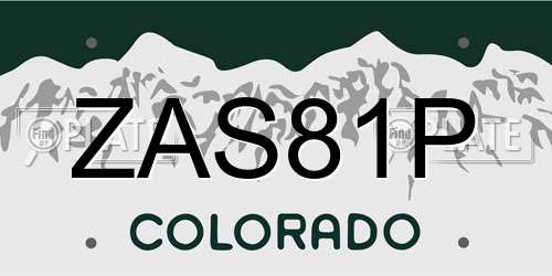 ZAS81P Colorado License Plate