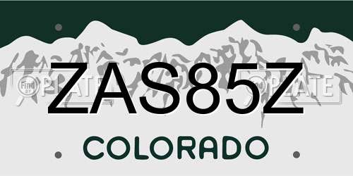 ZAS85Z Colorado License Plate
