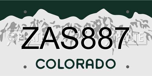 ZAS887 Colorado License Plate