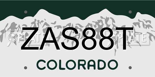 ZAS88T Colorado License Plate