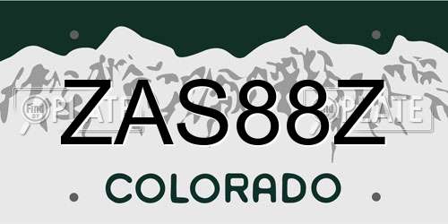 ZAS88Z Colorado License Plate