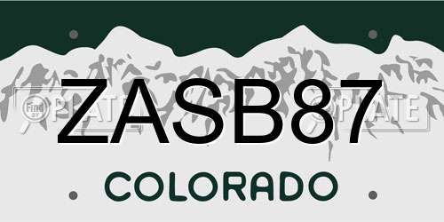ZASB87 Colorado License Plate