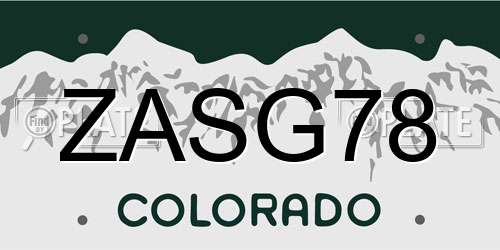 ZASG78 Colorado License Plate