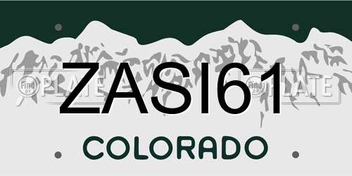 ZASI61 Colorado License Plate