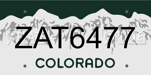 ZAT6477 Colorado License Plate
