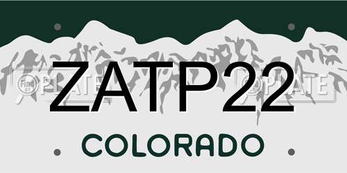 ZATP22 Colorado License Plate