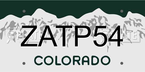 ZATP54 Colorado License Plate