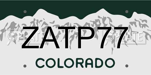 ZATP77 Colorado License Plate