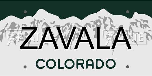 ZAVALA Colorado License Plate