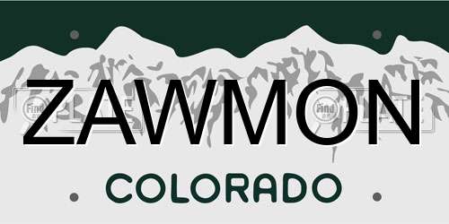 ZAWMON Colorado License Plate