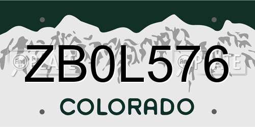 ZB0L576 Colorado License Plate