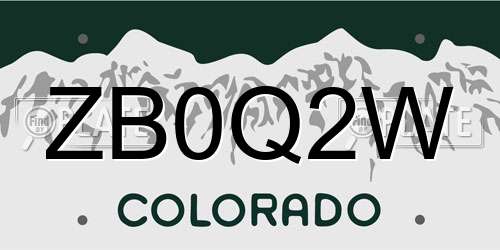 ZB0Q2W Colorado License Plate
