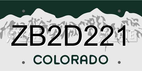 ZB2D221 Colorado License Plate
