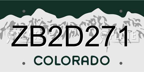 ZB2D271 Colorado License Plate